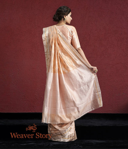 Handwoven_Peach_Chanderi_Silk_Saree_with_Zari_Marigold_Flowers_WeaverStory_03