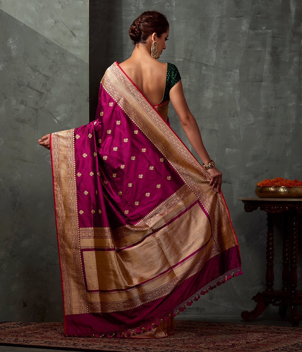 Handwoven_Purple_Black_Small_Leaf_Booti_Saree_with_Red_Selvedge_WeaverStory_03