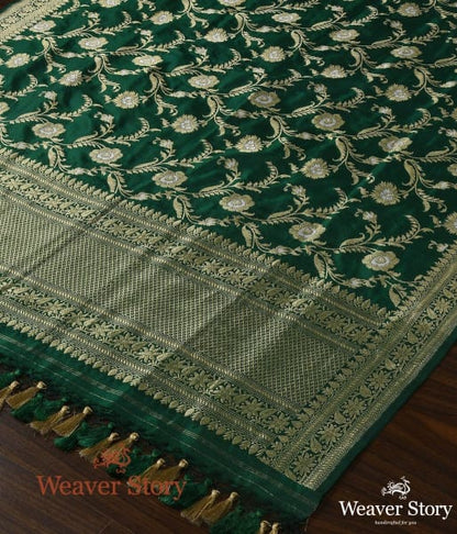 Handwoven_Emerald_Green_Kadhwa_Jangla_Dupatta_WeaverStory_03