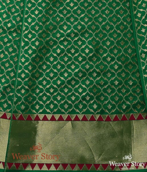 Handloom_Green_Cutwork_Katan_Silk_Kalidar_Banarasi_Lehenga_WeaverStory_03