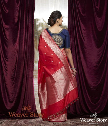 Handwoven_Red_Kadhwa_Booti_Saree_with_Zari_Temple_Border_WeaverStory_03