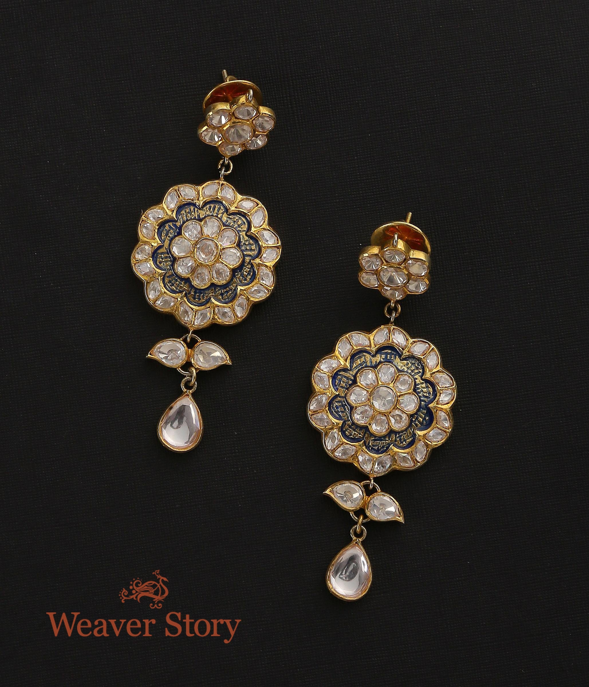 Gulbaksh_Earrings_with_Moissanite_Polki_Crafted_in_Pure_Silver_WeaverStory_03