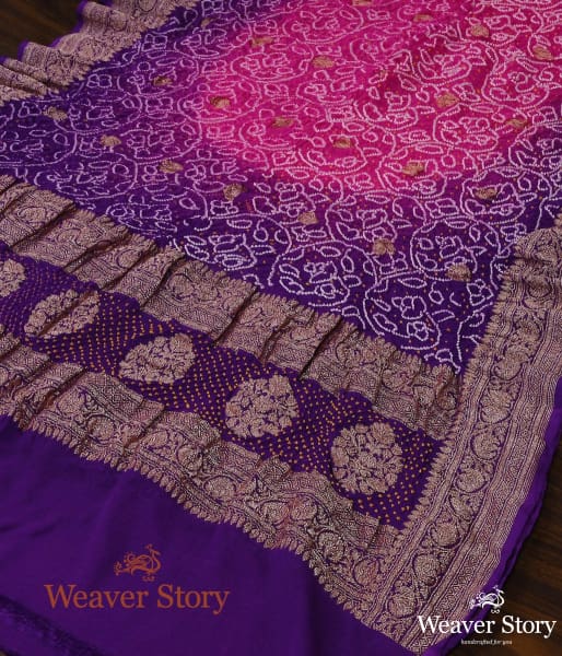 Handwoven_Purple_and_Pink_Ombre_Dye_Kadhwa_Bandhej_Dupatta_WeaverStory_03