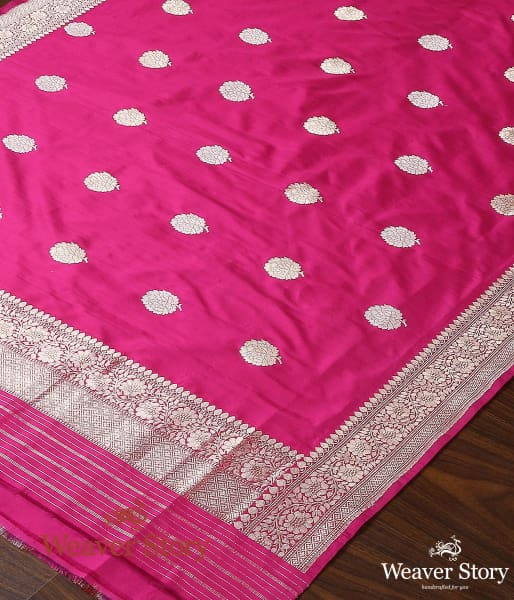 Handwoven_Pink_Katan_Silk_Dupatta_with_Kadhwa_Booti_WeaverStory_03