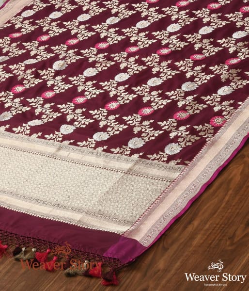 Handwoven_Wine_Meenakari_Jangla_Dupatta_WeaverStory_03