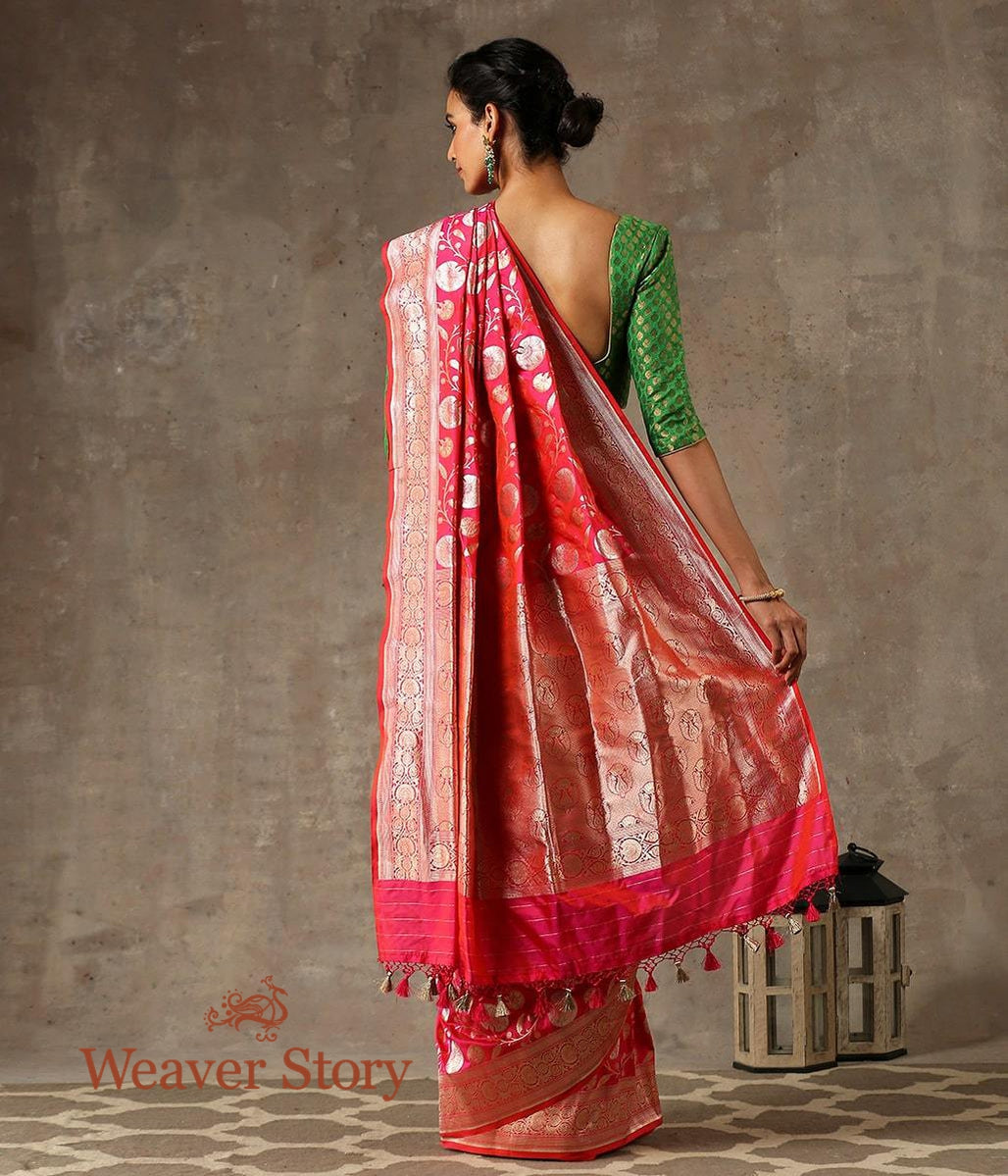 Handwoven_Pink_Dual_Tone_Banarasi_Jangla_Saree_WeaverStory_03