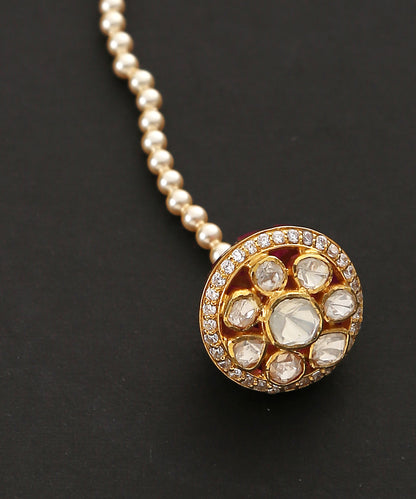 Chakra_Matha_Tika_with_Moissanite_Polki_Crafted_in_Pure_Silver_with_pearls_WeaverStory_03