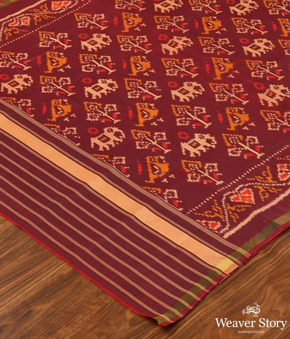 Handwoven_Single_Ikat_Patola_Dupatta_in_Mahroon_WeaverStory_03