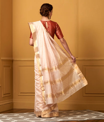 Handwoven_Peach_Small_Booti_Saree_with_Temple_Border_WeaverStory_03