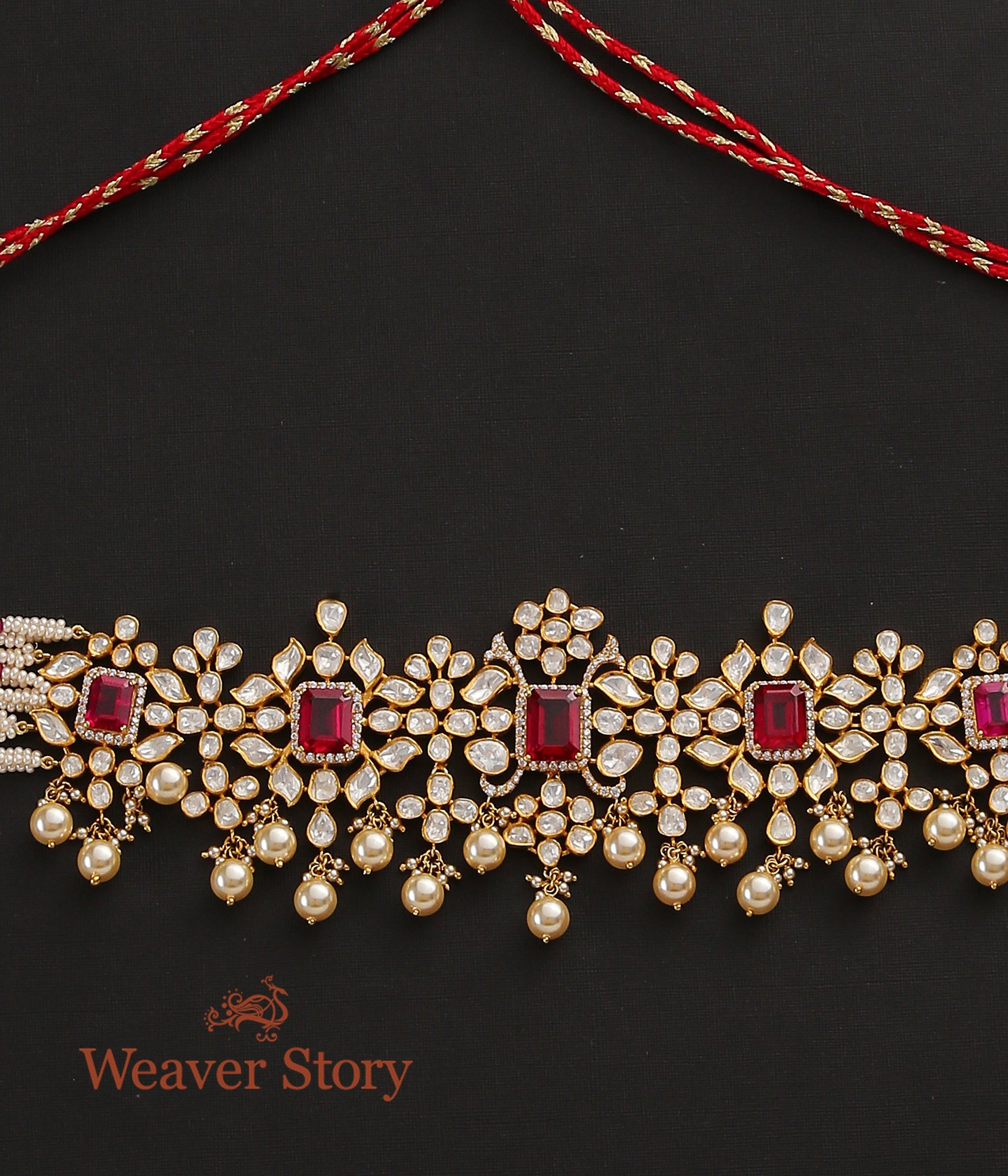 Vihana_Necklace_with_Moissanite_Polki_Crafted_in_Pure_Silver_WeaverStory_03