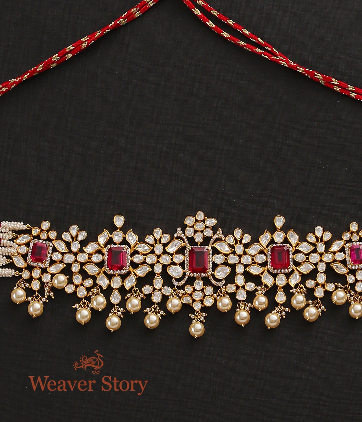 Vihana_Necklace_with_Moissanite_Polki_Crafted_in_Pure_Silver_WeaverStory_03