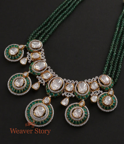 Aqsa_Necklace_with_Moissanite_Polki_Crafted_in_Pure_Silver_WeaverStory_03