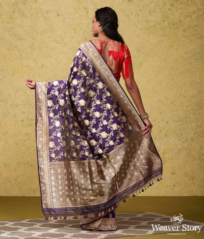 Handwoven_Dark_Purple_Kadhwa_Jangla_Saree_with_Meenakari_WeaverStory_03