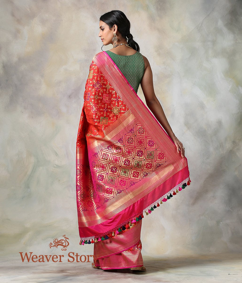 Handwoven_Banarasi_Patola_Saree_in_Red_with_a_Contrast_Blouse_WeaverStory_03