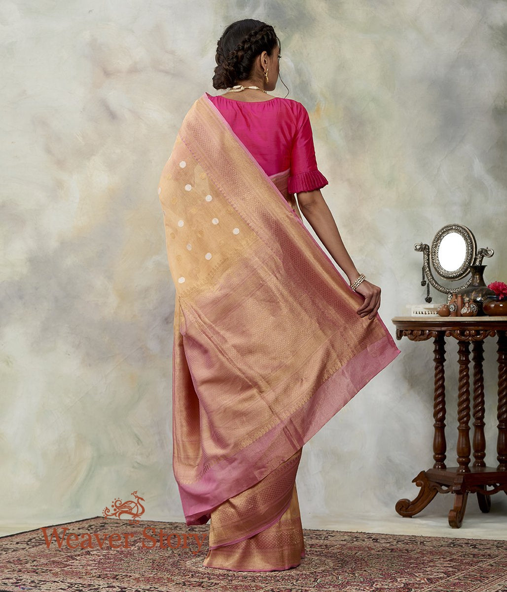 Handwoven_Peach_MulMul_Tissue_with_Pink_Kadhiyal_Border_and_Polka_Dots_WeaverStory_03