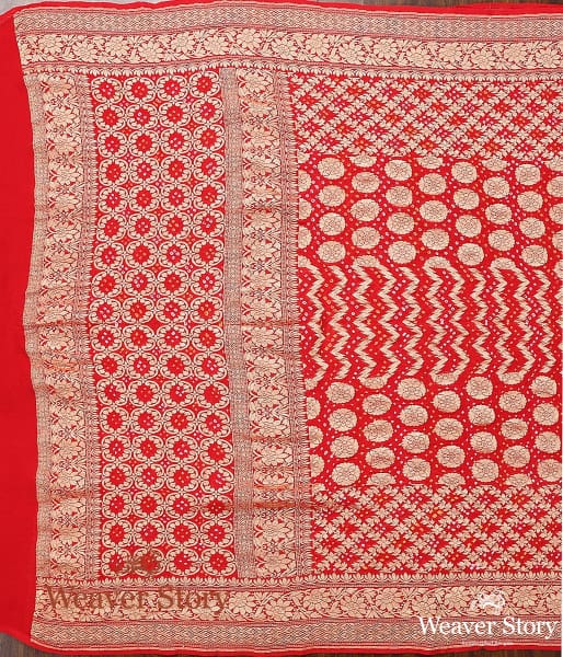 Handwoven_Red_Banarasi_Bandhani_Georgette_Dupatta_WeaverStory_03