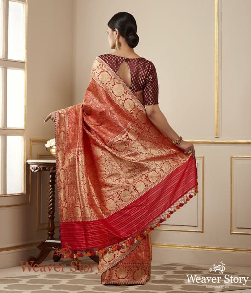 Handwoven_Red_Kimkhab_Saree_with_Meenakari_WeaverStory_03