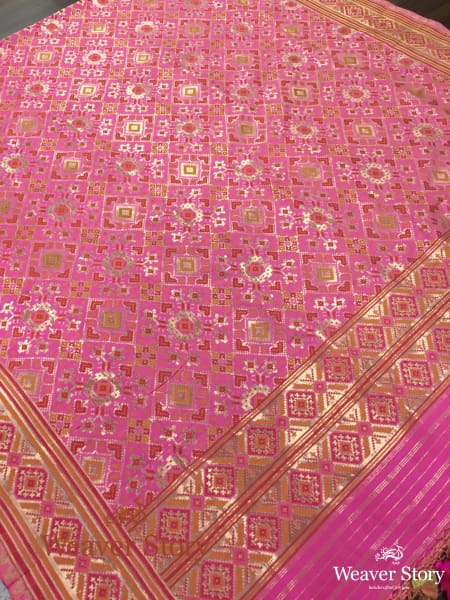 Handwoven_Pink_and_Gold_Banarasi_Patola_Dupatta_WeaverStory_02