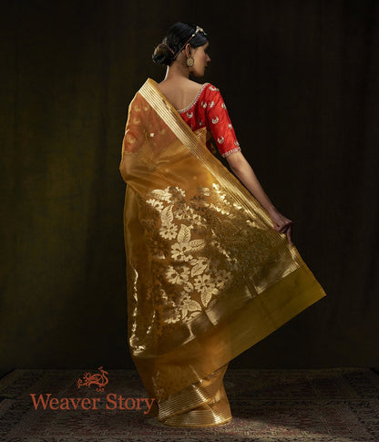 Handloom_Mustard_Kora_Banarasi_Saree_with_Cutwork_Floral_Border_WeaverStory_03