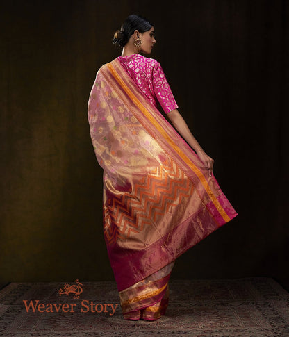 Handwoven_Pink_and_Gold_Silk_Tissue_Saree_with_Meenakari_WeaverStory_03
