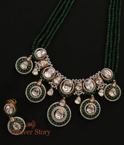 Aqsa_Necklace_Set_with_Moissanite_Polki_Crafted_in_Pure_Silver_WeaverStory_03