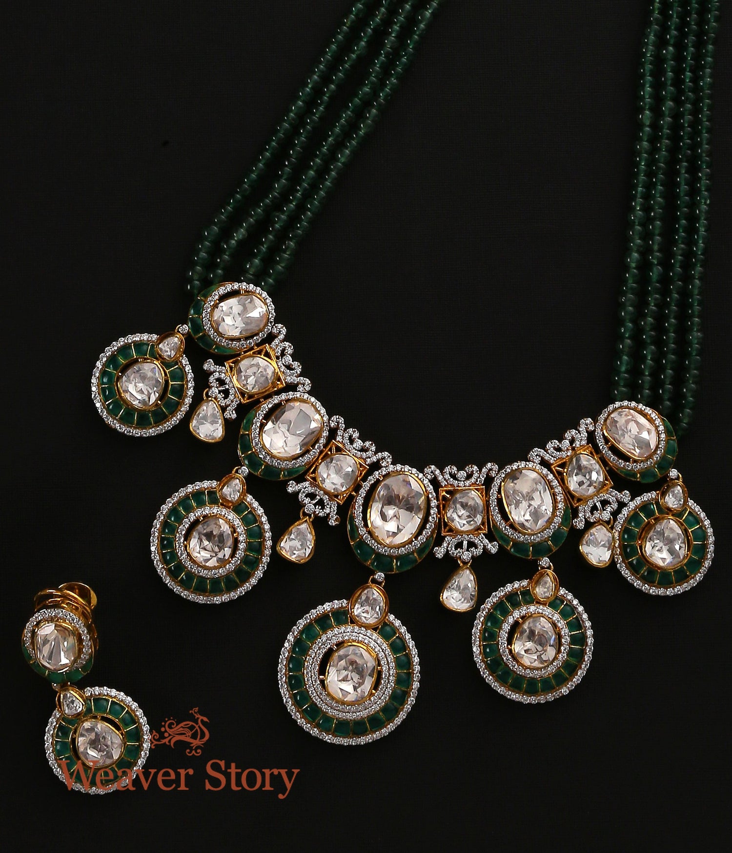 Aqsa_Necklace_Set_with_Moissanite_Polki_Crafted_in_Pure_Silver_WeaverStory_03