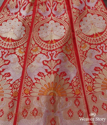 Red_Handloom_Banarasi_Silk_Shikargah_Lehenga_with_Cutwork_WeaverStory_04