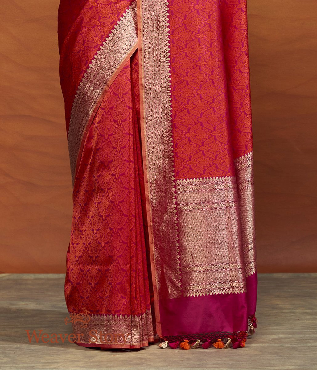 Handwoven_Pink_and_Orange_Tanchoi_with_Floral_Motifs_WeaverStory_04