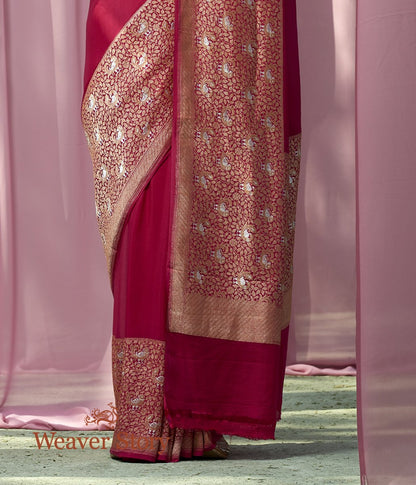 Handwoven_Pink_Banarasi_Georgette_Saree_with_Birds_Woven_on_the_Border_WeaverStory_04