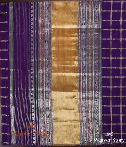 Handwoven_Purple_Banarasi_Dupatta_with_Checks_and_Zari_Pallu_WeaverStory_04