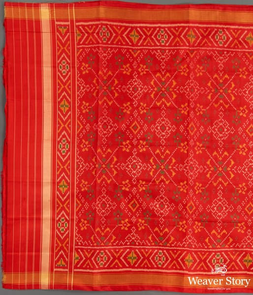 Handwoven_Rajkot_Silk_Patola_Dupatta_in_Red_WeaverStory_02