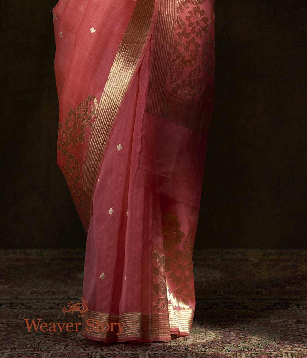 Handwoven_Pink_Kora_Banarasi_Saree_with_Cutwork_Floral_Border_WeaverStory_04