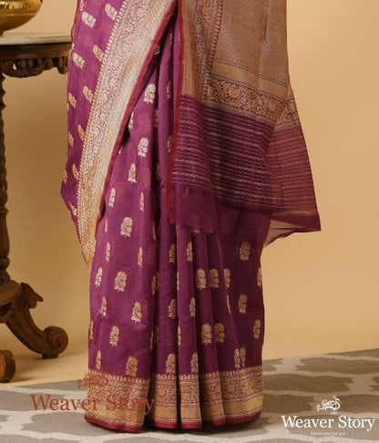 Handwoven_Phalsa_Color_Banarasi_Cotton_Saree_WeaverStory_04