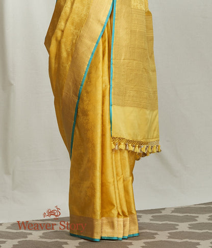 Handwoven_Yellow_Tanchoi_Saree_with_Gold_Border_WeaverStory_04