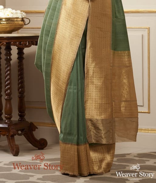 Handwoven_Pista_Green_Pashmina_Saree_WeaverStory_04