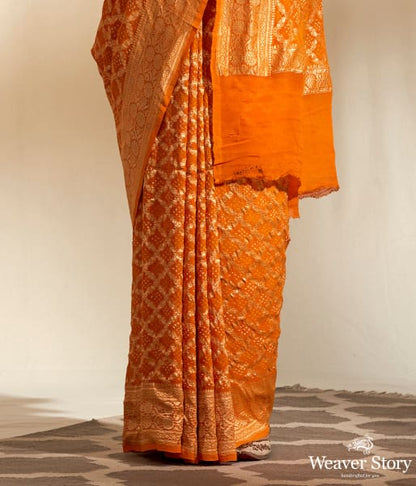 Handwoven_Banarasi_Bandhej_Saree_in_Orange_WeaverStory_04