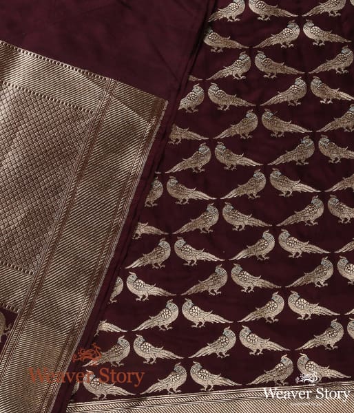 Handwoven_Wine_Kadhwa_Dupatta_with_Birds_WeaverStory_04