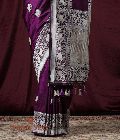 Handwoven_Purple_Elephant_Booti_Saree_with_Shikargah_Border_WeaverStory_04