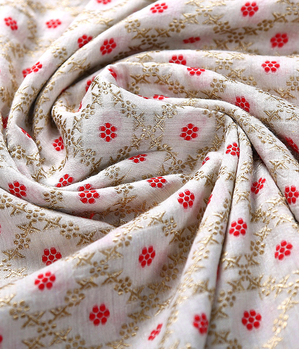 Handwoven_Banarasi_Munga_Silk_Fabric_with_Red_Meenakari_Floral_Jaal_WeaverStory_04