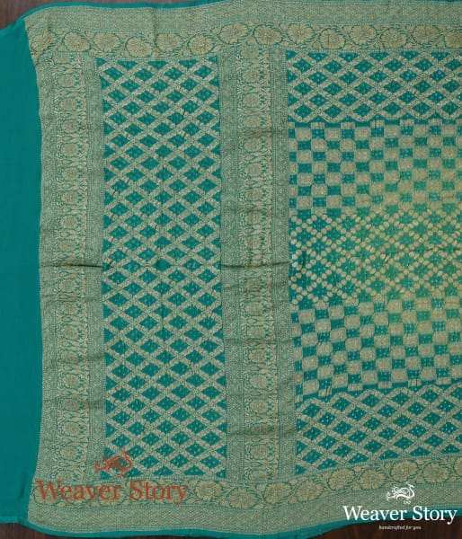 Handwoven_Green_Banarasi_Bandhani_Dupatta_WeaverStory_04