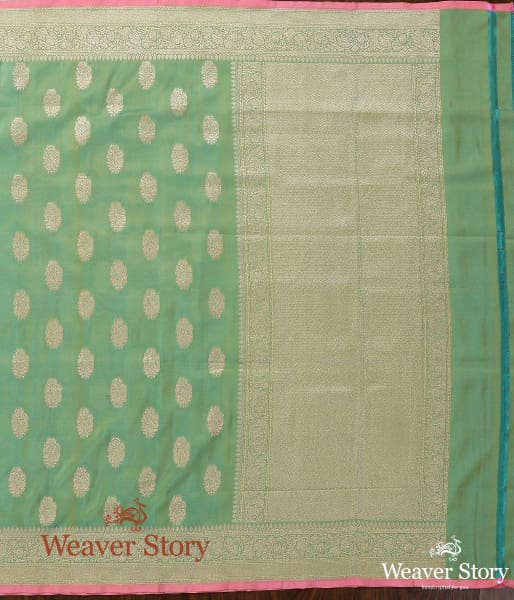 Handwoven_Pista_Green_Katan_Georgette_Dupatta_WeaverStory_04