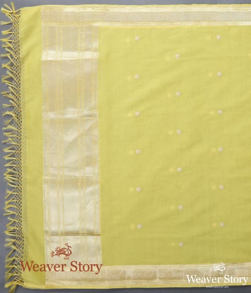 Handwoven_Yellow_Banarasi_Cotton_Kadhwa_Booti_Dupatta_WeaverStory_04