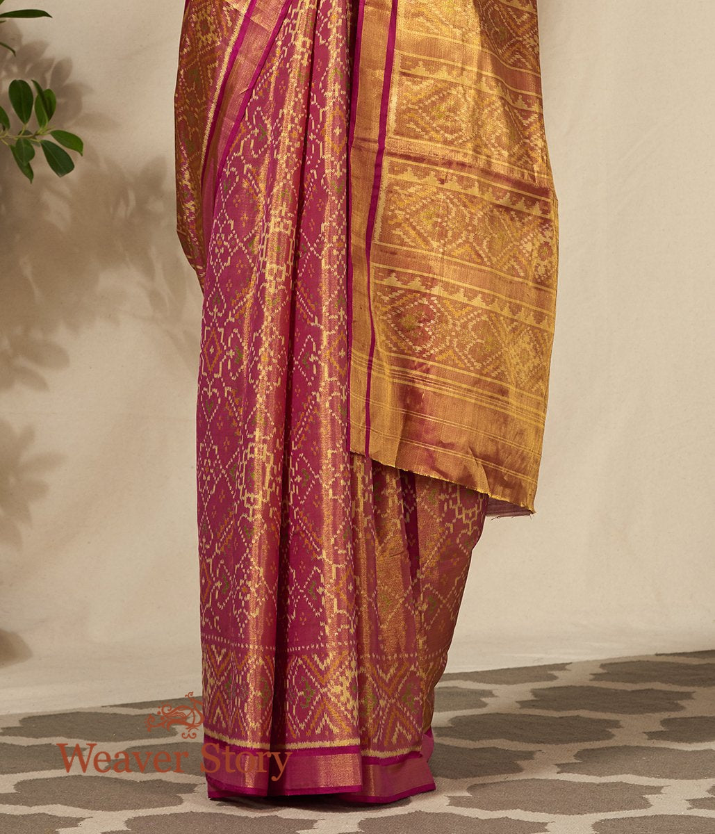 Handwoven_Silk_Tissue_Gujarat_Patola_Saree_in_Red_and_Gold_WeaverStory_04