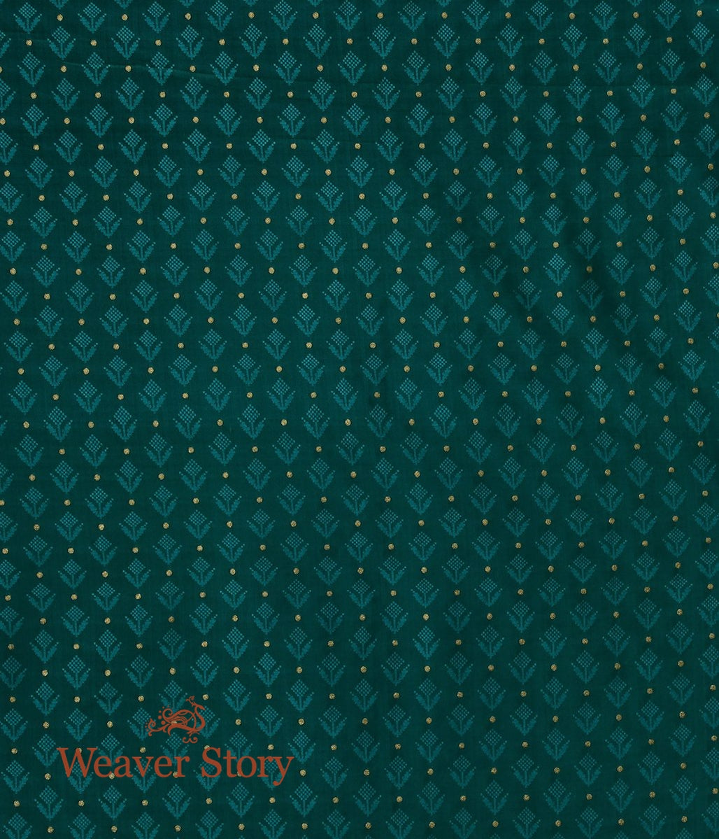 Handloom_Jade_Green_Tanchoi_Fabric_with_Zari_Booti_WeaverStory_04