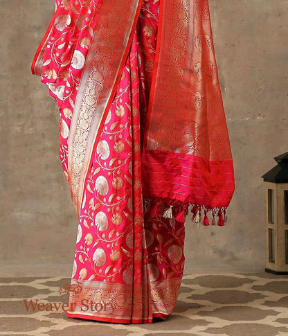 Handwoven_Pink_Dual_Tone_Banarasi_Jangla_Saree_WeaverStory_04