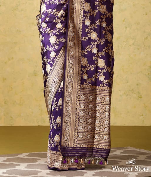 Handwoven_Dark_Purple_Kadhwa_Jangla_Saree_with_Meenakari_WeaverStory_04