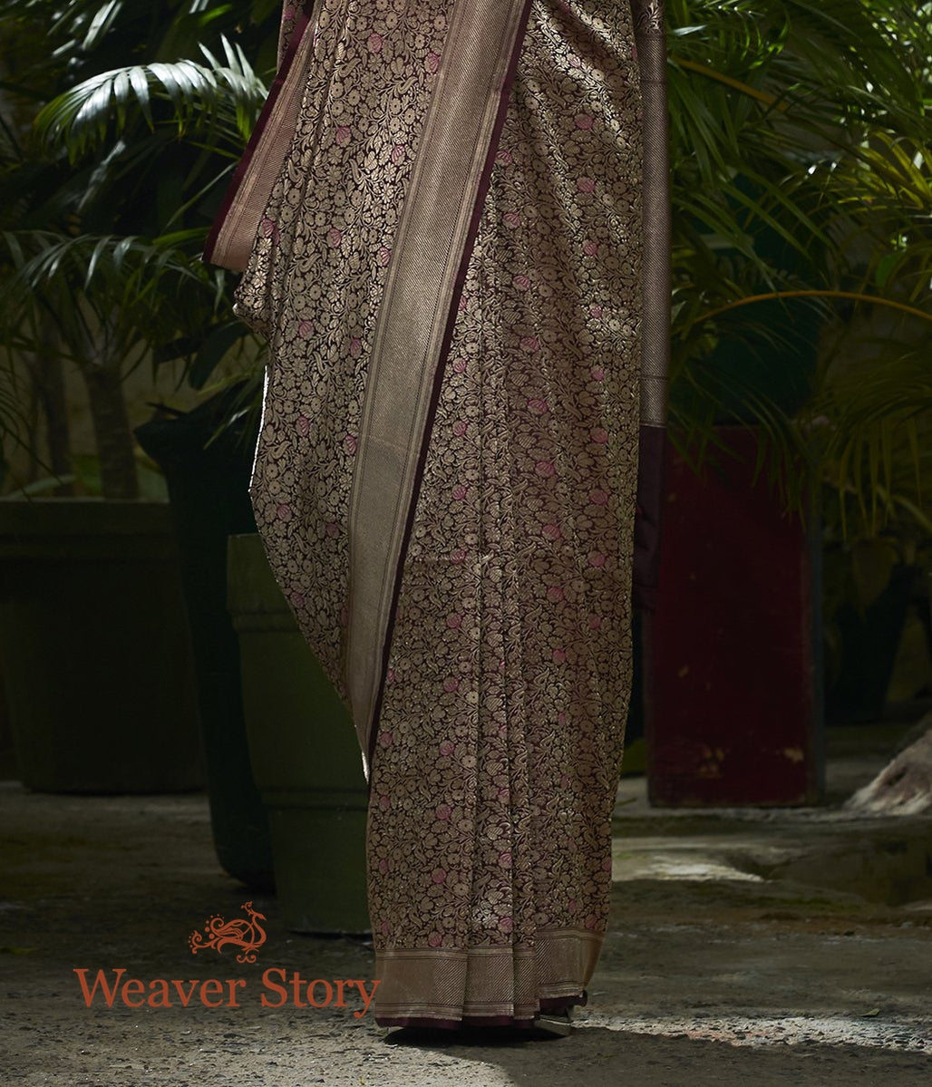 Handwoven_Wine_Kimkhab_Saree_with_Pink_Meenakari_WeaverStory_04