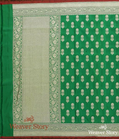 Handwoven_Dark_Green_Katan_Georgette_Dupatta_WeaverStory_04