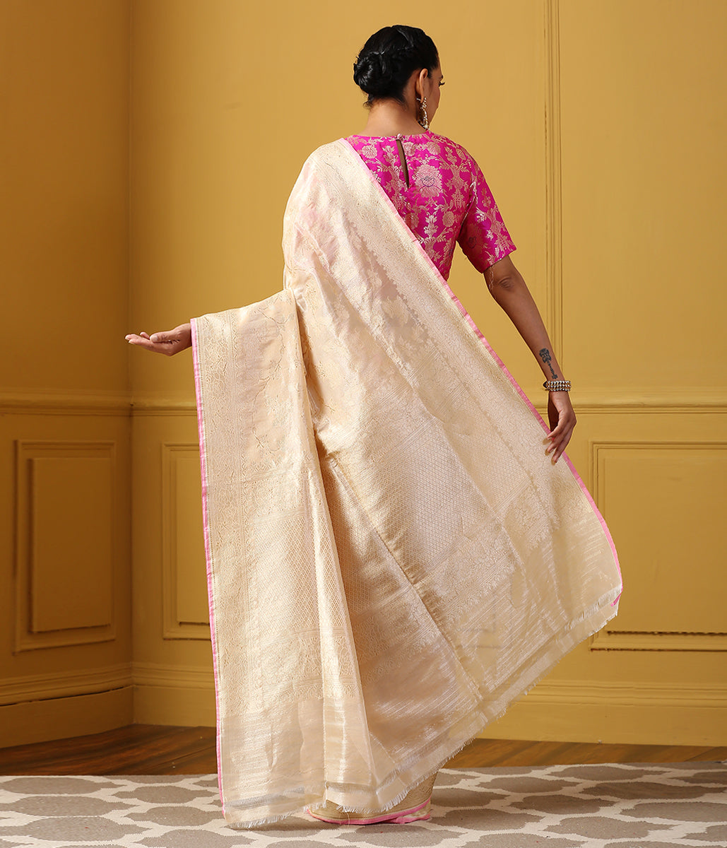 Handwoven_Gold_Tissue_Jangla_Saree_with_Pink_Selvedge_WeaverStory_04