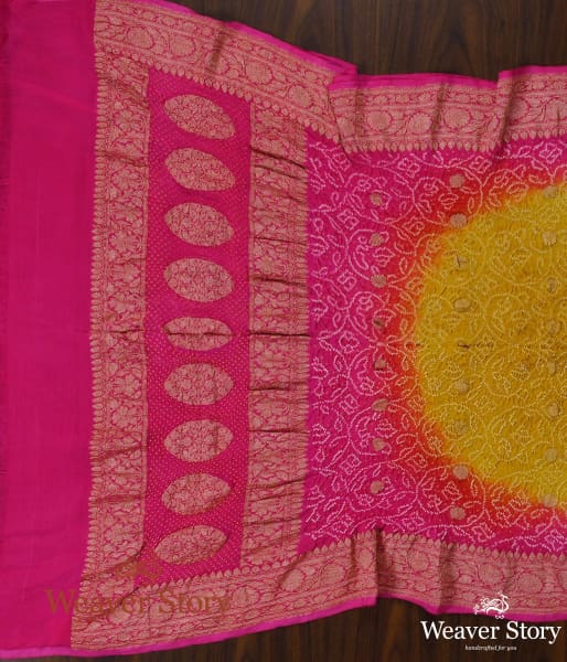 Handwoven_Yellow_Pink_Ombre_Dye_Kadhwa_Bandhej_Dupatta_WeaverStory_04